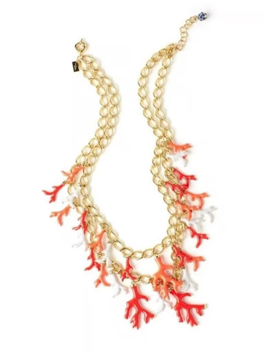 Good Reef Coral Necklace LILLY PULITZER Enamel Coral Necklace Gold Double Strand - Picture 8 of 8